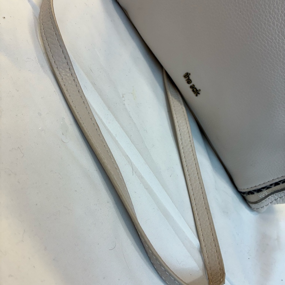The Sak Light Ivory Pebbled Leather Crossbody with Snake Trim - Picture 2 of 4